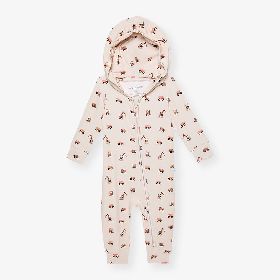 Dalton French Terry Zippered Hooded Romper