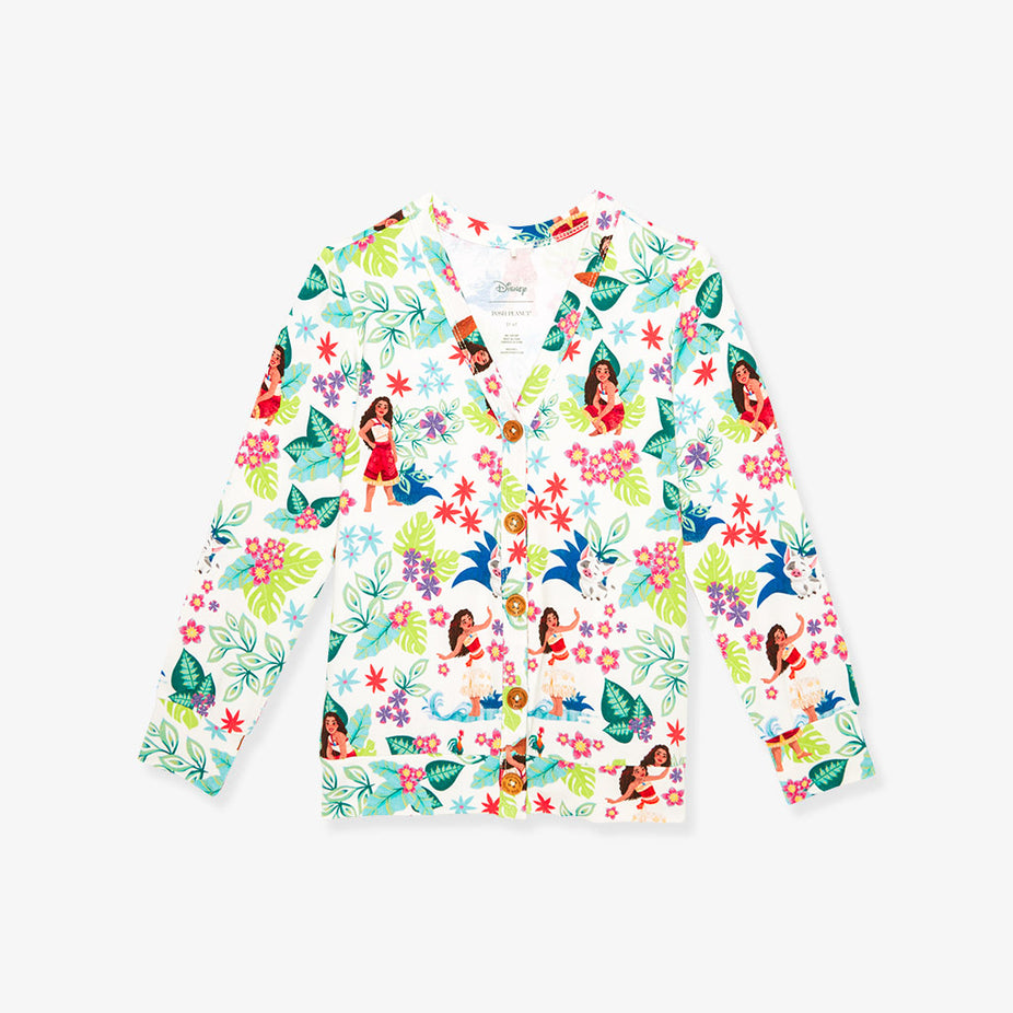 Disney Moana Floral French Terry Button Cardigan