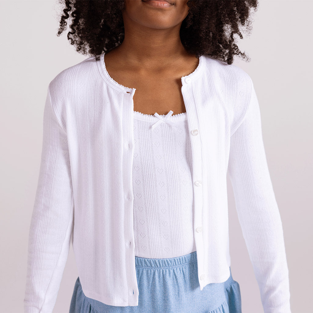 White Pointelle Cardigan