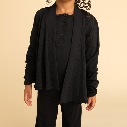 Black Pointelle Fly Away Cardigan