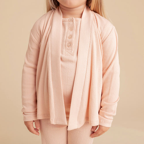 Dusty Blush Pointelle Fly Away Cardigan