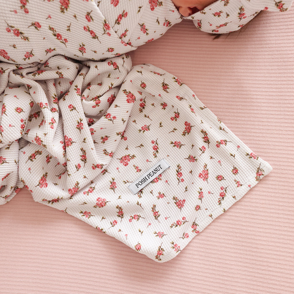 Posh peanut bamboo floral swaddle outlets / head band set and crib sheets