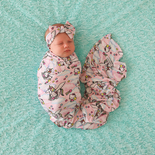 Hello Unicorn Swaddle Headband Set