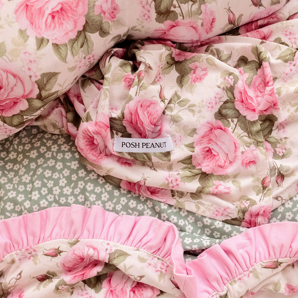 Posh good peanut floral swaddle and headband