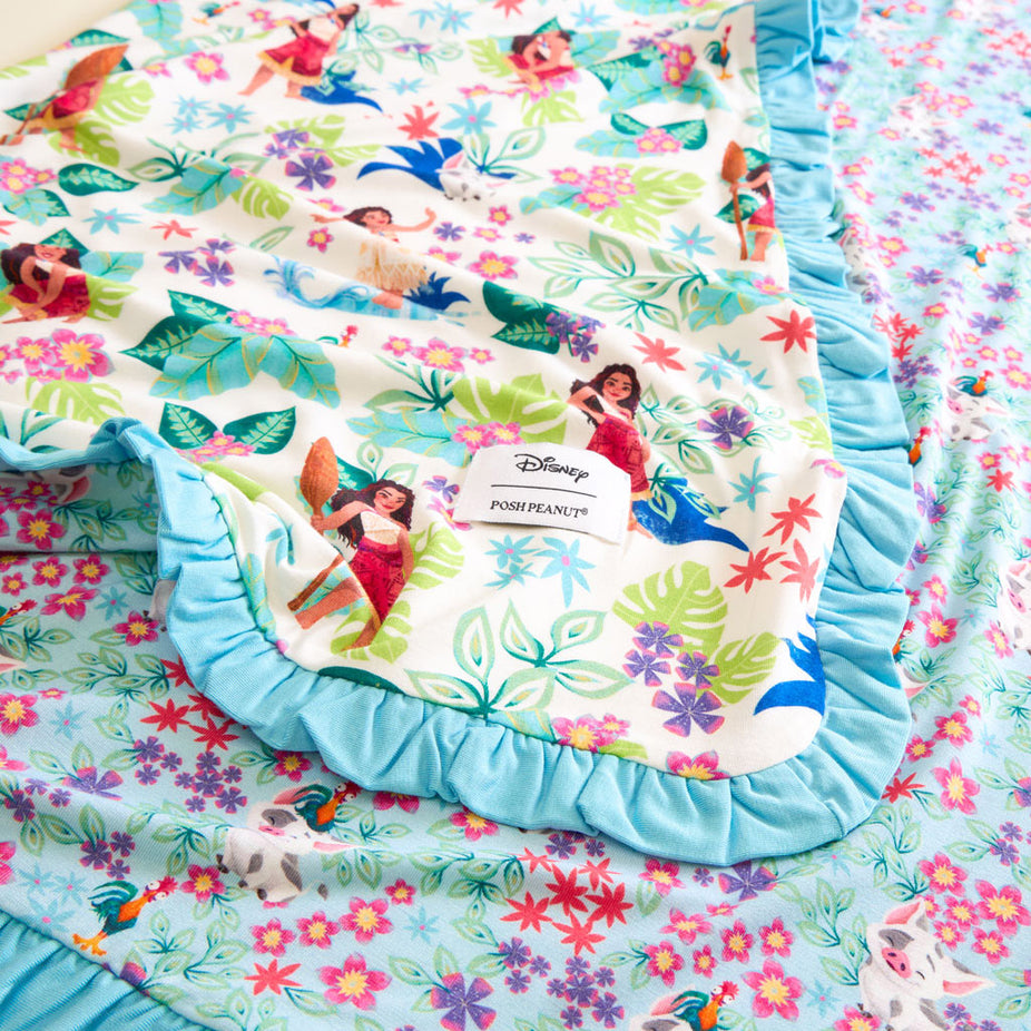 Disney Moana Floral & Pua and Heihei Ruffled Luxette Patoo® Blanket