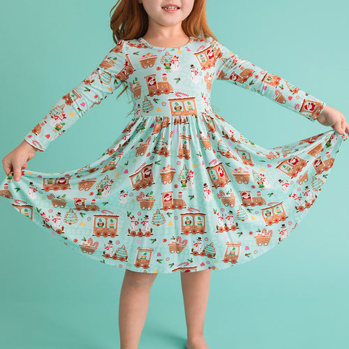 Gingerbread Train Twirl Dress