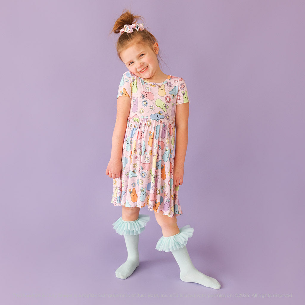 Short Sleeve Purple Ribbed Cotton Twirl Dress - In-Stock – Tiny