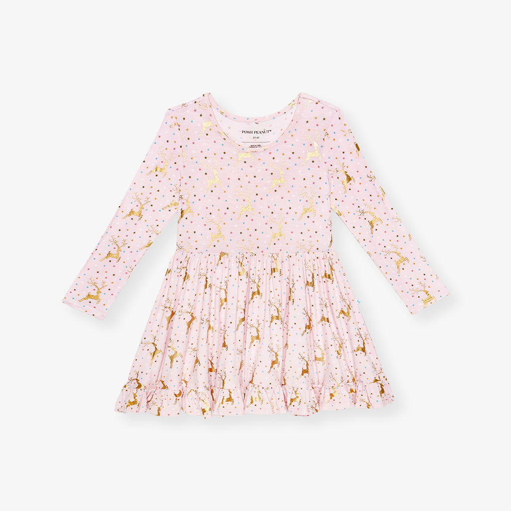 Posh Peanut Winnie deer floral long shops sleeve twirl 6-12M