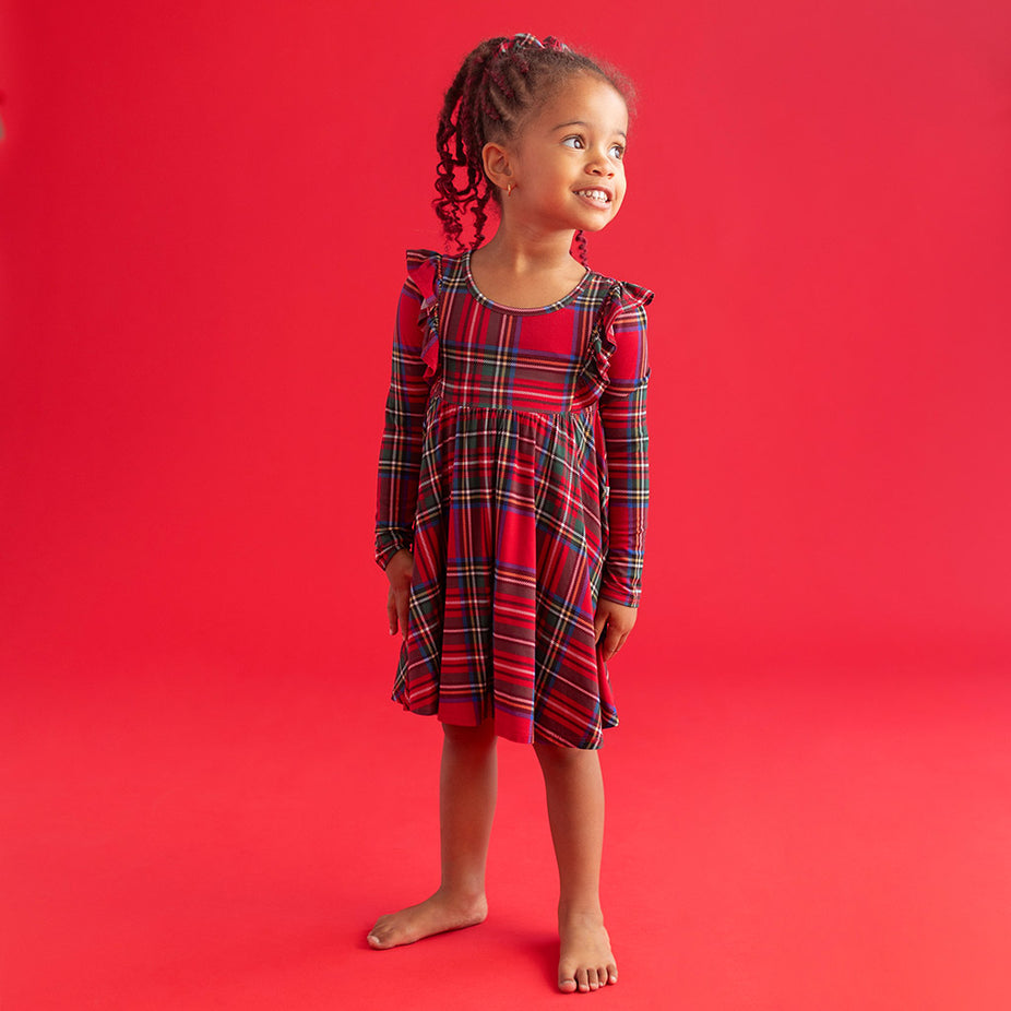 Red Tartan Plaid Ruffled Twirl Dress