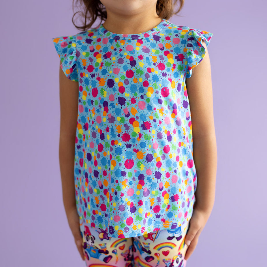 Lisa Frank® Rainbow Splatter Ruffled Tee