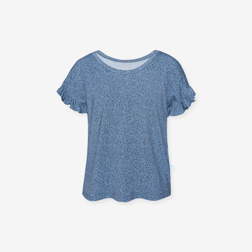 Indigo Denim Ruffled Boxy Tee