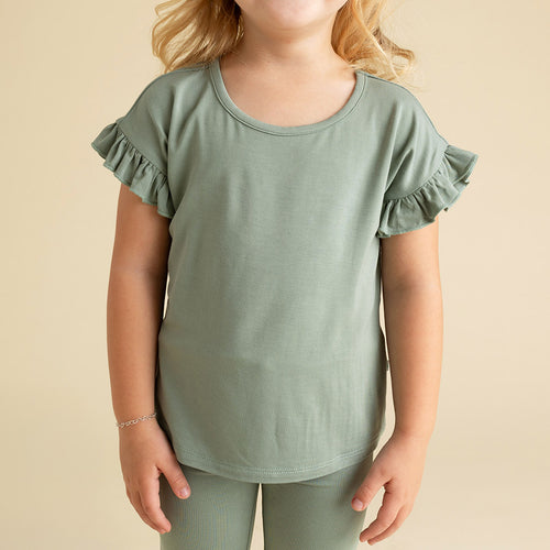 Soft Jade Ruffled Boxy Tee