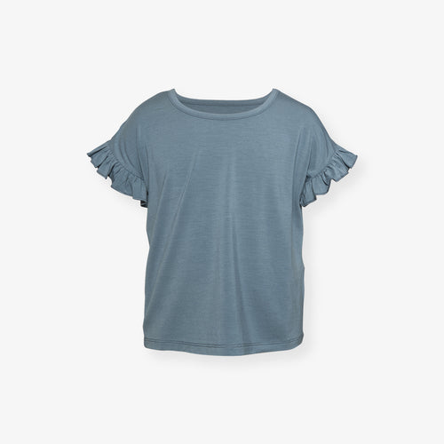 Slate Ruffled Boxy Tee