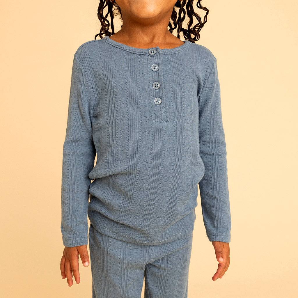 Posh peanut blue rose long sleeve henley loungewear deals 3t