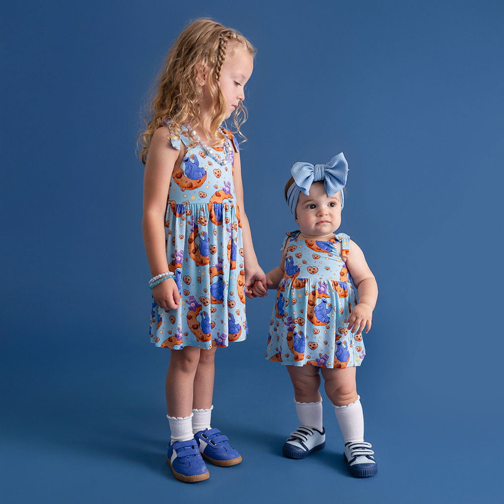 cookie monster blue dress Cloudco Girls Bow Babydoll Color:Cream Description Dress your little Level 25 unlocked 🥂🧁 meta-size-chart-mandira-wirk-size-guide