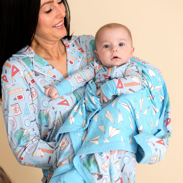 School Blue Reversible Baby Blanket | Steve & Brad