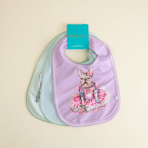 Posh Frenchie Picot Bib Set