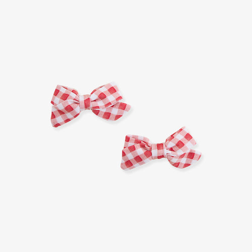 Watercolor Gingham Mini Bow Hair Clips