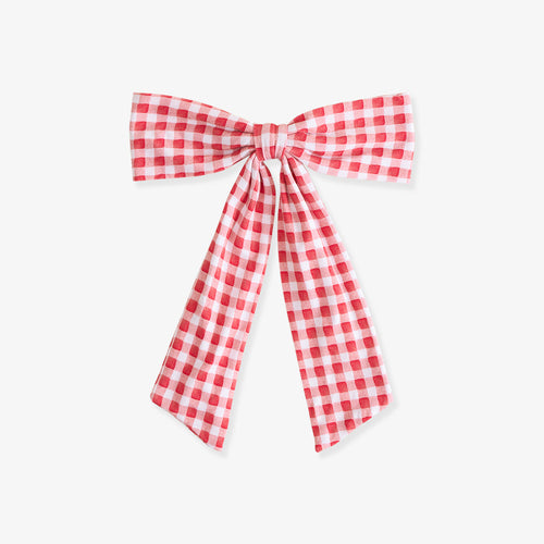 Watercolor Gingham Luxe Bow Hair Clip