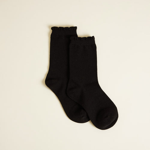 Black Scallop Crew Socks