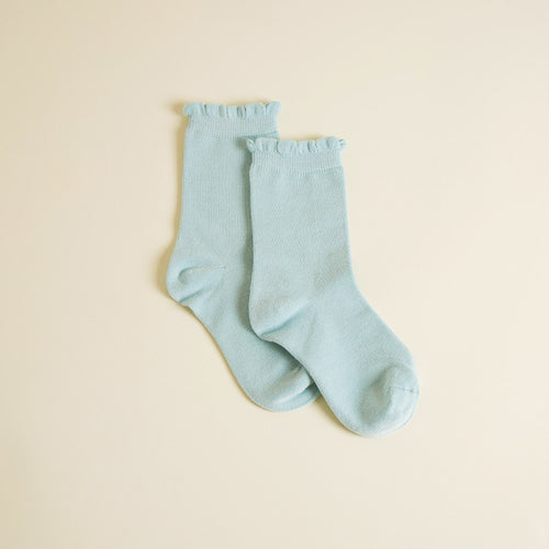 Starry Blue Scallop Crew Socks