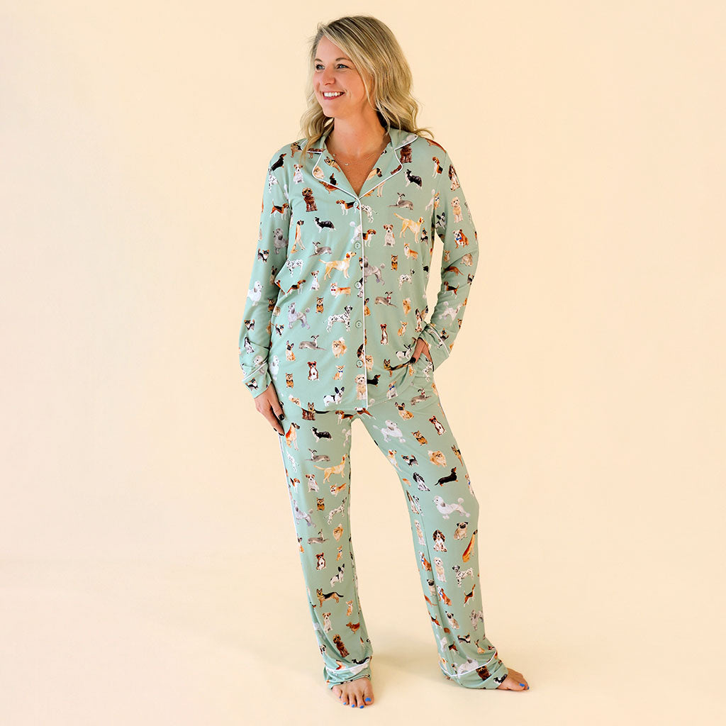 Dog Green Luxe Womens Pajamas | Posh Puppies