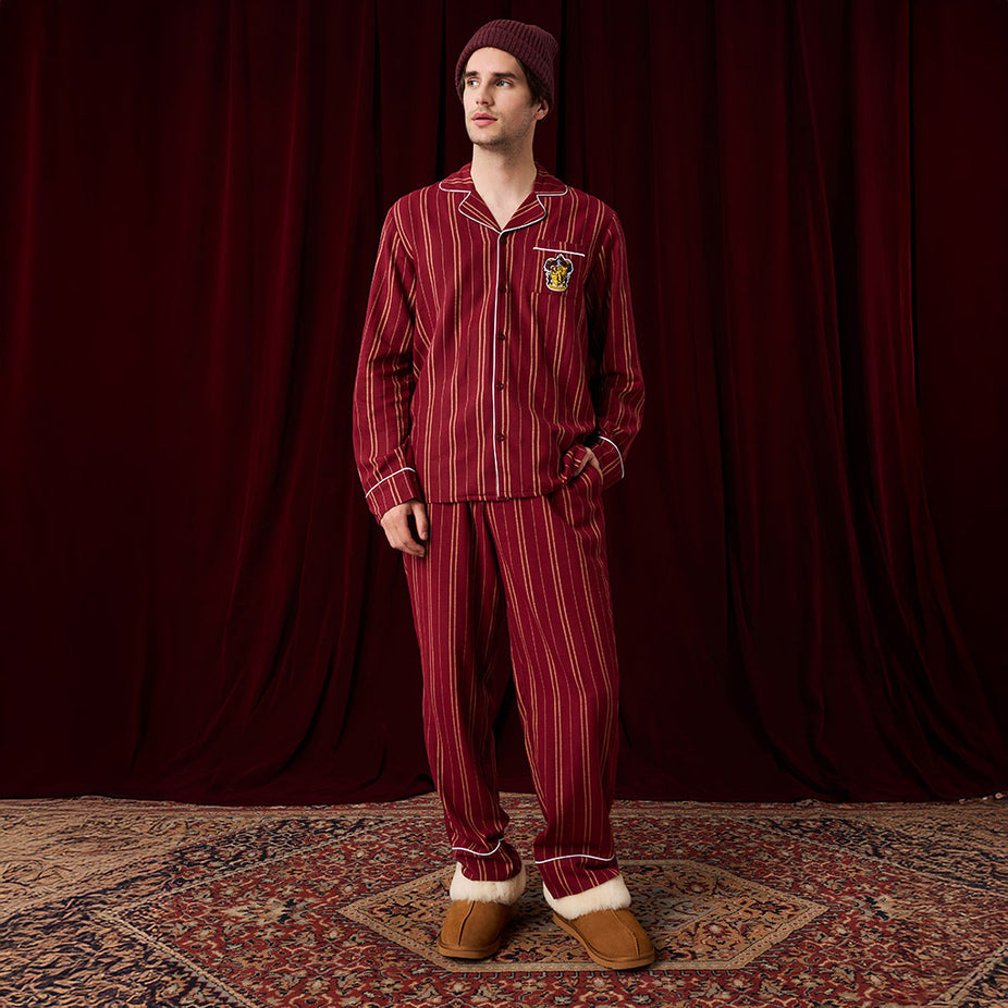 Harry Potter Red Long Sleeve Luxe Men's Pajamas Gryffindor