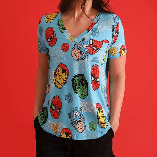 Marvel Heroes Women's V-Neck Tee