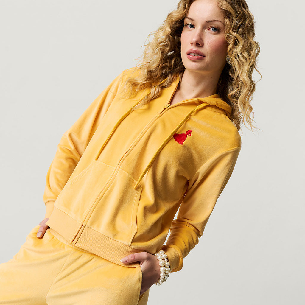 Princess Yellow Long Sleeve Disney Belle Women's Velour Zip Hoodie