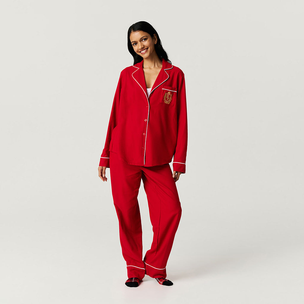 Garnet Red Women's Flannelette Pajama Set