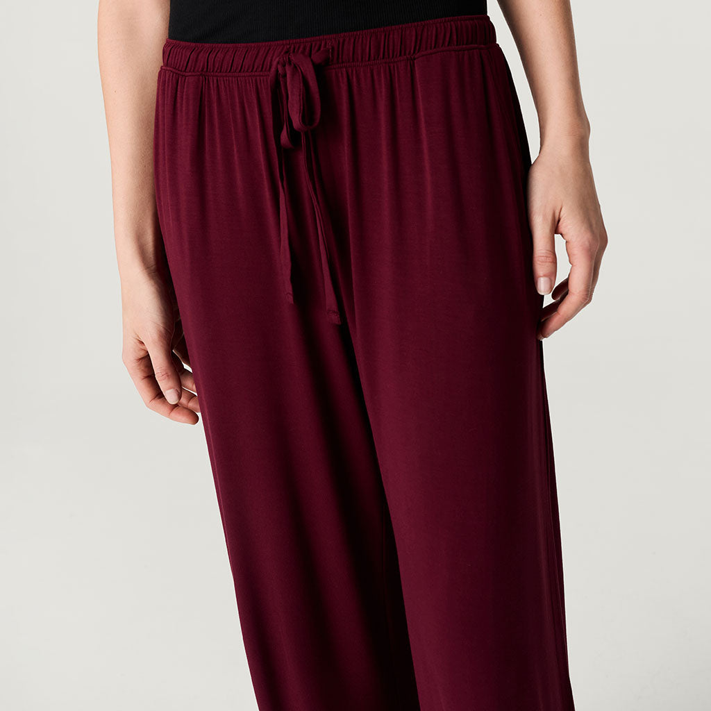 Solid Red Long Sangria Women's Puddle Pants | Posh Peanut®