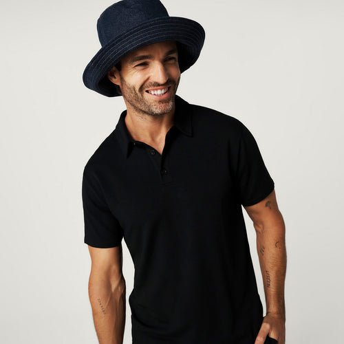 Men's Black French Terry Polo Shirt