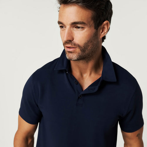 Varsity Navy Men's French Terry Polo Shirt