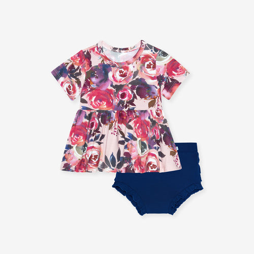 Dusk Rose Peplum Ruffled Bummie Set