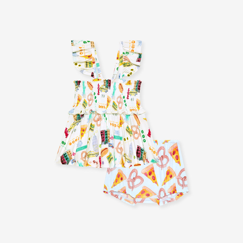 Posh NYC Smocked Babydoll Bummie Set