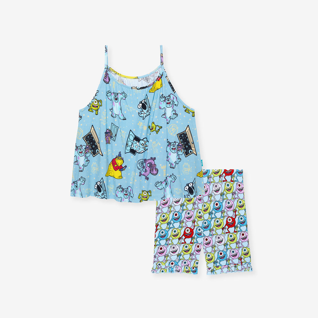 Tank top and shorts set with Pixar's Monsters Inc pattern print.