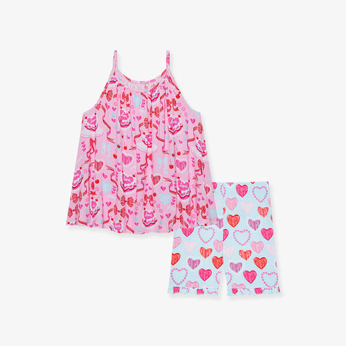 Love Cake Top Ruffled Short Set