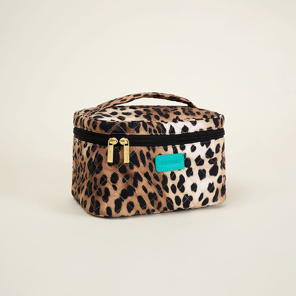 Loretta Leopard Quilted Cosmetic Bag