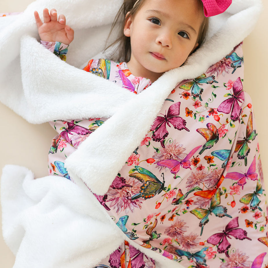 Watercolor Butterly Square Plush Patoo® Blanket
