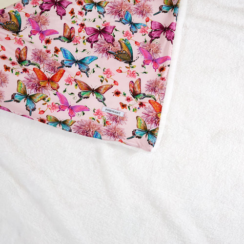 Watercolor Butterly Square Plush Patoo® Blanket