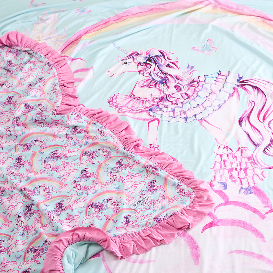 Cosette & Posh Unicorn Ruffled Luxe Patoo® Blanket