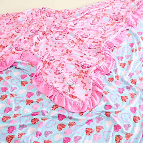 Love Cake & Icing Heart Ruffled Luxe Patoo® Blanket