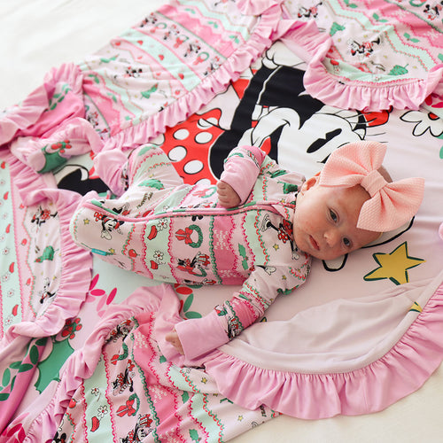Disney Minnie Fair Isle & Minnie On Ice Ruffled Luxe Patoo® Blanket