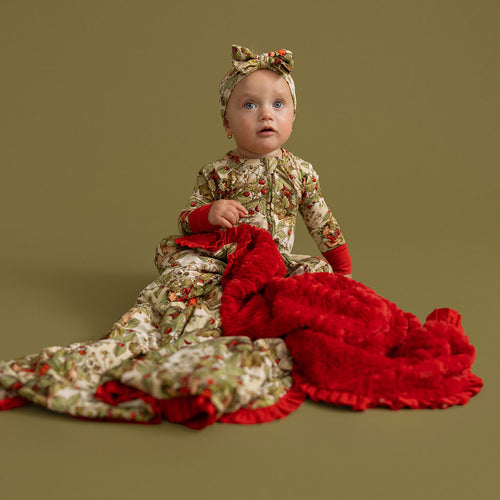 Strawberry Fairy Minky Ruffled Luxette Patoo® Blanket