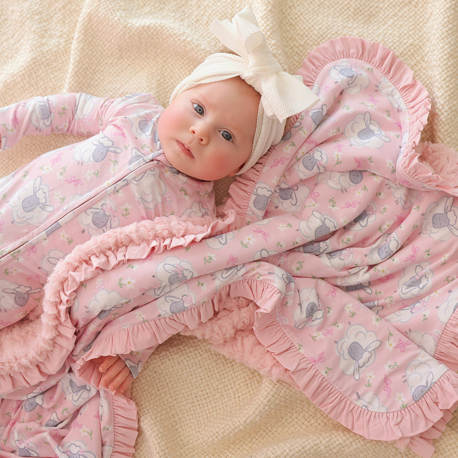 Paula Minky Ruffled Luxette Patoo® Blanket