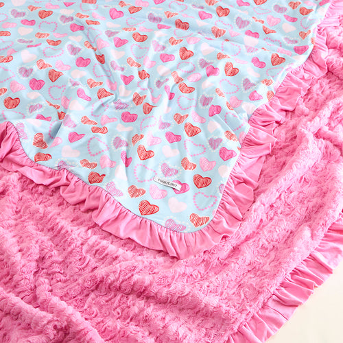 Icing Heart Minky Ruffled Luxe Patoo® Blanket