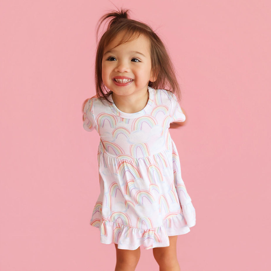 April Ruffled Twirl Bodysuit Dress