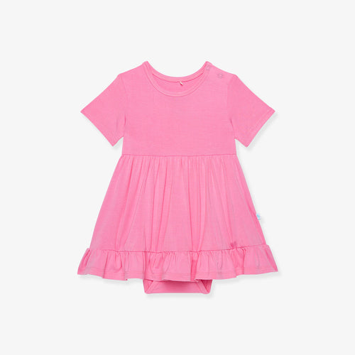 Cruisin' Pink Ruffled Twirl Bodysuit Dress