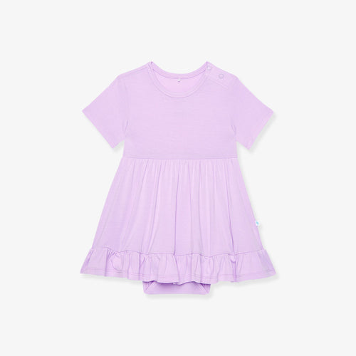 Lavender Haze Ruffled Twirl Bodysuit Dress