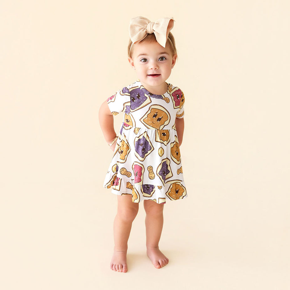 Peanut Butter Jelly Time Ruffled Twirl Bodysuit Dress